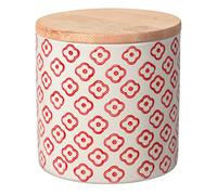 Bloomingville Barattolo con Coperchio ermetico Emma - Scatola portaoggetti in gres colorato Ø 10 x H 10 cm, Rosso, Ceramica Gres, capacità 400 ml