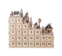 Bloomingville Calendario dell'Avvento Richie - Lucchetto in compensato con illuminazione - 24 cassetti da riempire - Calendario dell'Avvento naturale - 38 x 33 x 10 cm