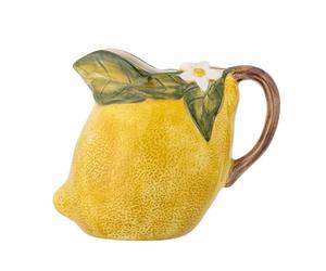 Bloomingville Creative Collection - Brocca in gres porcellanato, 1,34 l, Design mediterraneo, Decorata a Mano, Lavabile in lavastoviglie e Adatta al microonde, Colore: Giallo Limone