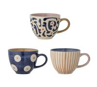 Bloomingville Eviaya - Set di 3 tazze, in gres porcellanato, dimensioni: 9,5 x 7 cm, 290 ml