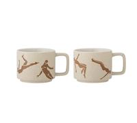 Bloomingville Harlow - Set di 2 tazze in gres porcellanato, diametro 8,5 x 7 cm, 250 ml