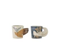 Bloomingville Hezha - Set di 2 tazze da caffè in gres porcellanato, 55 ml, colore: Blu