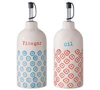 Bloomingville Menage Olio e aceto Emma - in gres colorato ø 7 H 20 cm, Blu Rosso, Ceramica Gres, Set da 2, capacità 400 ml