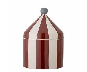 Bloomingville Mini Cimmi Barattolo con coperchio - 1.150 ml - Tenda da circo in gres - Righe rosse e bianche - Lavabile in lavastoviglie e adatto al microonde