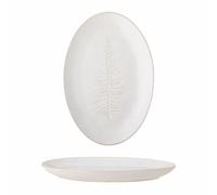 Bloomingville Piatto da portata invernale ovale con albero di Natale, colore naturale, in gres, 31 x 21 cm, 82061074