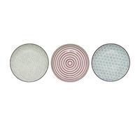 Bloomingville Piatto Patrizia, blu, verde, rosa, ceramica, set da 3, 20 cm