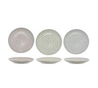 Bloomingville Piatto Patrizia, verde, viola, blu, ceramica, set da 3, 25 cm