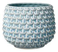 Bloomingville Pinecone, vaso da fiori decorativo per interni, stile retrò, creativo, L (16,5 cm ø), leucielo, ceramica