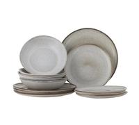 Bloomingville Sandrine - Set di stoviglie in gres Naturale, Dimensioni: 28,5 x 22 x 2 x 22 x 5 cm, 5 Set da 4 x 3 Pezzi, 450 ml