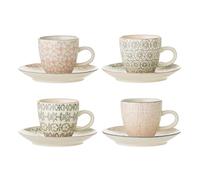 Bloomingville Set di 4 tazze da caffè con piattino Cecile rosa grigio ceramica