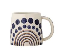 Bloomingville SHAMA - Tazza con motivo a pois, 500 ml, in ceramica, colore: Crema e blu