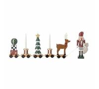 Bloomingville Vadim Decorazione da Tavolo per Natale Come Treno con Personaggi Natalizi Come portacandele Decorativo per un'atmosfera Accogliente, Verde (Babbo Natale)