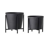 Bloomingville Vaso da fiori, nero, ferro, set da 2 pezzi