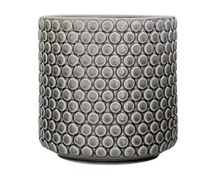 Bloomingville Vaso DOT - per Fiori da Interno e Piante da Interno, Piante grasse, Cactus, Orchidee M (15,5 cm ø), Grigio, Ceramica Gres