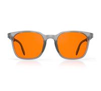 Bloomoak Occhiali da gioco | Occhiali anti-luce blu | Antiriflesso, affaticamento, affaticamento degli occhi | Computer, schermo (Quadrato - M, Arancione - Montatura trasparente grigio satinato)