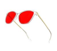 Bloomoak Occhiali da notte con lente rosso scuro, montatura Cat Eye grande ed elegante, blocco 100% di luce blu e verde, anti-affaticamento oculare per donna (cornice trasparente)