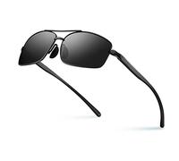 Bloomoak Occhiali da sole da uomo ultra leggeri, design classico rettangolare con montatura completa in lega di alluminio, resistenti ed eleganti, per tutti i giorni, casual e da lavoro, Grigio,