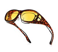 Bloomoak Polarized Night Over Glasses, antiriflesso, protezione UV 400 per uomo e donna - Polarized Wrap Around Over Eyewear - Adatto per guida/pesca/golf (Cornice rettangolare tartaruga)