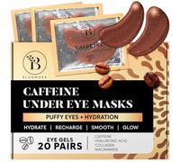 BLOOMORA Patch Occhi con Caffeina (20 paia), Maschera Occhi con Niacinamide e Acido Ialuronico, Eye Patch Occhiaie e Borse, Maschera Occhiaie Idratante e Illuminante, per Donna e Uomo