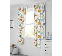 Bloomsbury Mill - Avventura Safari - Animali della Giungla - Coppia Di Tende Foderate Per Bambini Con Fermatenda - 168 cm x 183 cm