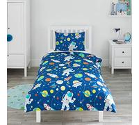 Bloomsbury Mill - Set biancheria da letto per bambini - Lo Spazio Esterno, Pianeti e Razzi - Set Copripiumino Lettino e federa per Ragazzi e Ragazee - Lenzuola Culla per junior e bambino 120 x 150cm