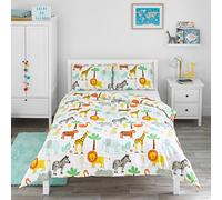 Bloomsbury Mill - Set Copripiumino Piazza e Mezza - Animali del Safari e Giungla - Lenzuola Letto Reversibile Per Ragazzi/Ragazee - Set Di Biancheria Da Letto Per Bambini - 200 x 200cm e 2 Federe