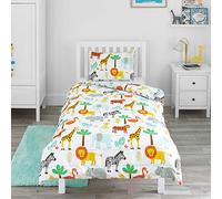 Bloomsbury Mill - Set Copripiumino Singolo Animali del Safari e Giungla - Lenzuola Letto Singolo Reversibile Per Ragazzi e Ragazee - Set di biancheria da letto per bambini - 135 x 200 cm e Federe