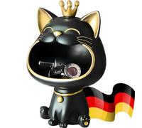 BLOOOK Maneki Neko Fortune Cat - Statuetta di gatto che ride, idea regalo per gatti, ciotola per chiavi, vassoio, decorazione moderna per soggiorno, casa, corridoio, mobili (nero)