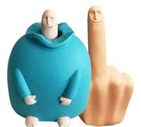 BLOOOK Statua del dito medio, statuetta decorativa a forma di dito medio, in resina, decorazione per camera, decorazione da scrivania, regalo divertente per uomini, compleanni, Natale (A blu)