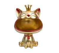 BLOOOK Statua di Gatto Carino in Resina,Gatti Vassoio Portachiavi,Organizer e svuotatasche da comò,Gatto Fortunato Porta Caramelle da Tavolo,Vassoi per Gioielli,Regali per Amanti dei Gatti