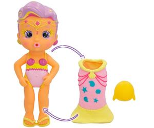 Bloopies Sirenetta Magiche Coda Audrey Bambola Sirena con Coda Rimovibile e con Il Suo Amico del Mare, Spruzzano Acqua e Fanno Bolle, Gioco da Bagno e Giochi d'Acqua per Bambini +2 Anni