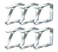 Blooven Tovaglia Clip in Acciaio, Gadget Molla Fermatovaglia, Acciaio Inossidabile, Argento, per Outdoor Picnic Party, Adatto a Tavoli di 2,5-4 cm di Spessore (Media x 6 Pezzi)