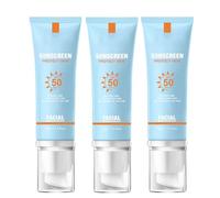 Bloqueador Solar Facial, Crema Solare Minerale per il Viso, Protezione Solare Trasparente SPF 50, Idratante Idratante, Leggera e Non Untuosa, per Tutti i Tipi di Pelle (3PCS)