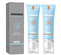 Bloqueador Solar Facial, Crema Solare Minerale per il Viso, Protezione Solare Trasparente SPF 50, Idratante Idratante, Leggera e Non Untuosa, per Tutti i Tipi di Pelle (2PCS)
