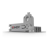 LINDY 40454 - Serratura porta USB-A (1 chiave, 4 serrature), bianca