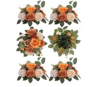 BLOSMON Fiori artificiali palla centrotavola per matrimonio, 6 pezzi in terracotta rosa artificiale centrotavola decorazione per tavolo seta baciare palla finte composizioni floreali per feste in casa