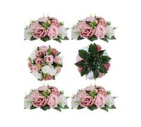 BLOSMON Fiori Finti Decorazioni Centrotavola Matrimonio 6 Pezzi Rosa Polveroso Rose Palline Fiori Artificiali per Decorazioni Casa Flowers Finte per Addobbi Centro Tavola Moderno per Soggiorno
