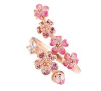 Blossom Finger Ring - Adjustable Open Silver Polished Metal Wedding Jewelry