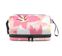 Blossomin Pink Daisy - Trousse per cosmetici a doppio strato, per donne e ragazze, borsa da viaggio per trucchi, pratica borsa organizer con scomparto per pennelli, Multi, 27x15x14 cm/10.6x5.9x5.5 in,