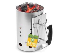 BLOSTM Accendi Fuoco per Barbecue - Extra Grande Accendi Carbonella Barbecue Avviamento Rapido, Acciaio Zincato, Maniglie di Sicurezza Isolate Termicamente - Accendi Carbonella, Grumi, Bricchette