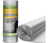 BLOSTM Rotolo isolante in alluminio, 25 m x 60 cm, pannelli riflettenti per radiatori, per pavimenti, soffitti, tetti, pareti, rotolo isolante riflettente 3 in 1, barriera termica e vapore, per