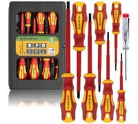BLOSTM Set di cacciaviti isolati - Set di 8 cacciaviti elettrici testati VDE fino a 1000 V, set di cacciaviti per elettricisti con punta nera temprata con punta magnetica, design anti-rollio -