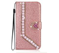 BLOTECH Bling Custodia Portafoglio for Honor PLAY 10 4G Glitter Rose Gold PU pelle con Sparkle Diamond Pearl Luxury Shiny Crystal Rhinestone Custodia Protettiva Cover for Honor PLAY 10 4G