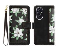 BLOTECH Borsa Telefono Fiori Cover per Honor 200 Pro Custodia Cellulare,Custodia PU Cuoio Borsa Telefono Fiori Portafoglio Custodia Libro Floreale Copertura Flip Wallet Case per Honor 200 Pro