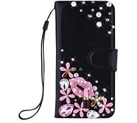 BLOTECH Custodia per Oukitel C1 Cover Bling Bling Glitter Brillantini Brillante Nero Wallet Case Leather Magnetico Flip Protettiva Portafoglio Cover per Oukitel C1 Pro,labbra rosse