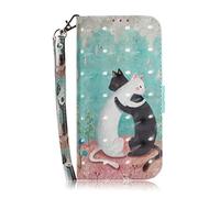BLOTECH Custodia per Realme Note 60 Cover in Pelle Magnetico Silicone Flip Stand Case con Multi-Angolo View Standing Flip Custodia Full Body Protettiva Bumper Folio Copertura,gattino bianco e nero