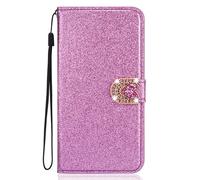 BLOTECH Custodia Sparkly Wallet for Honor 50 Lite Cover Bling Bling Glitter Brillantini Brillante Viola Leather Case Shell Wallet PU e Glitter Brillanti 3D Amorevole Cover per Honor 50 Lite