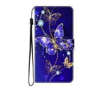BLOTECH Flip Caso in Pelle Portafoglio Case for OPPO Find X5 Pro Flip Custodia Magnetic Buckle 3D Brillantini Glitters in Pelle PU Portafoglio con Interno Soft Protettiva,Gold Chain Butterfly