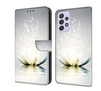 BLOTECH Flip Caso in Pelle Portafoglio Case for Samsung Galaxy A52 A52s Glitter Custodia Magnetic Buckle 3D Brillantini Glitters in Pelle PU Portafoglio con Interno Soft Protettiva,Glowing Lotus