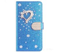BLOTECH Glitter Custodia per Honor 10 Lite Portafoglio Libro Pelle con 3D Little love Lucentezza Wallet Flip Cover Case Rosa PU Brillantini Strass Cristallo Stand Carta Slot Lady Girl Phone Case